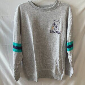 PEANUTS Snoopy Golf Fleece Lined Sweater in Heather Grey Sz LARGE
